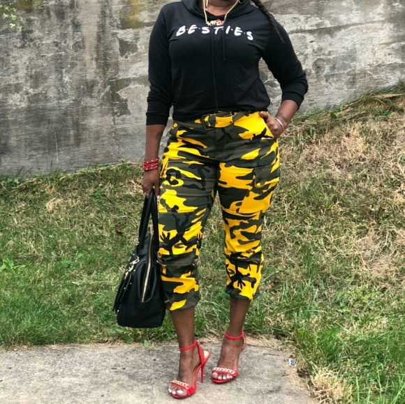 J Elise Boutique Pants - Yellow Camo Pants